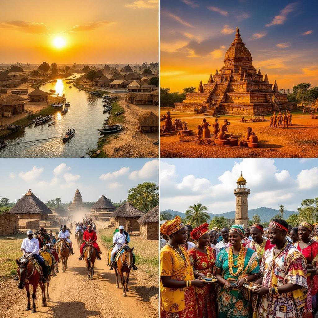 la tradition yoruba, enfants vêtus de vêtements traditionnels jouant